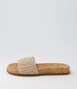 Discount Midas Shoes Nola Natural Woven Slides