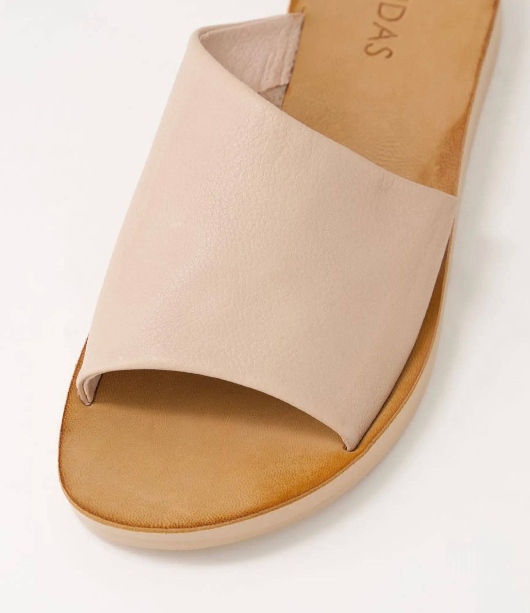 Shop Midas Shoes Nomads Dark Nude Leather Slides