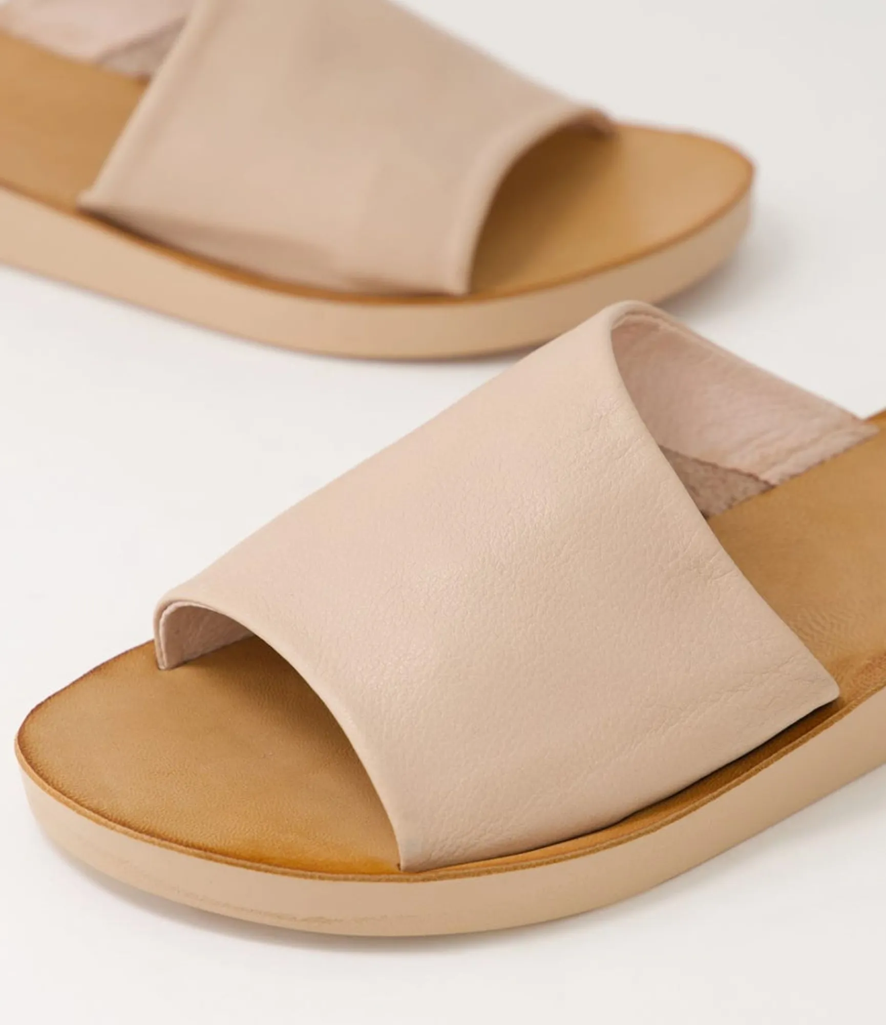 Shop Midas Shoes Nomads Dark Nude Leather Slides
