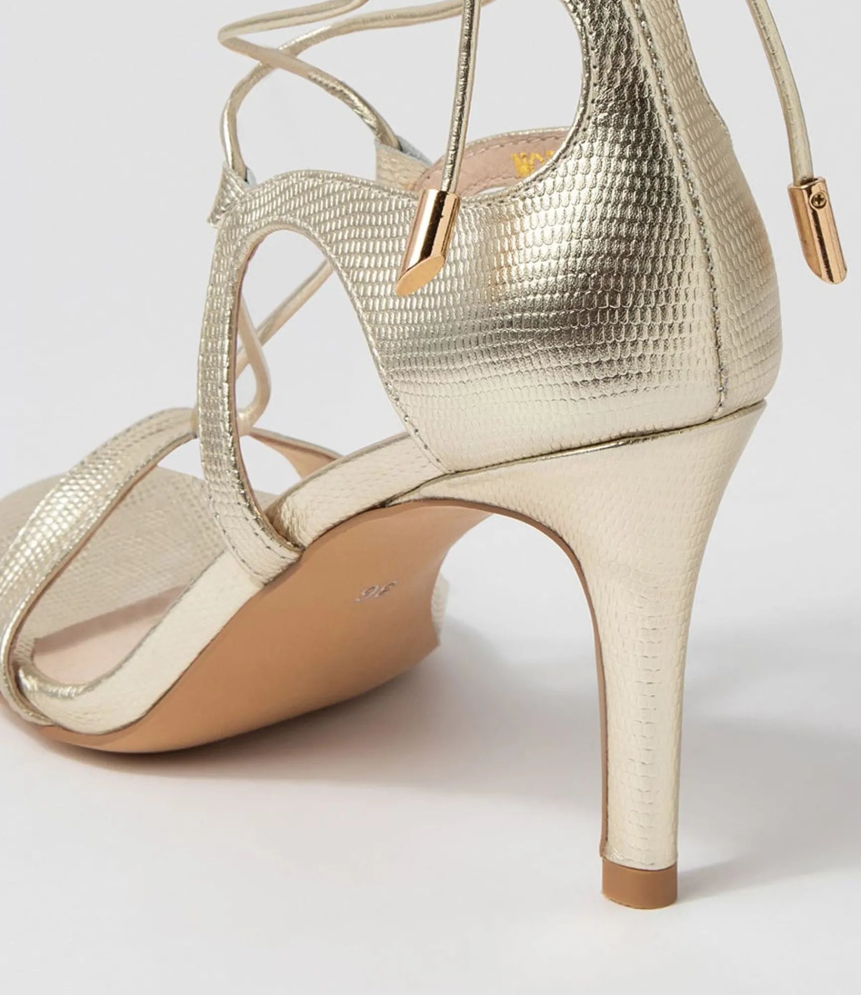 Clearance Midas Shoes Norrina Pale Gold Lizard Leather Sandals