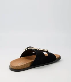 Shop Midas Shoes Nossie Black Suede Slides