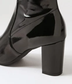 Fashion Midas Shoes Noter Black Stretch Patent Pu Ankle Boots