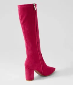 Cheap Midas Shoes Nyla Hot Pink Stretch Microsuede Knee High Boots