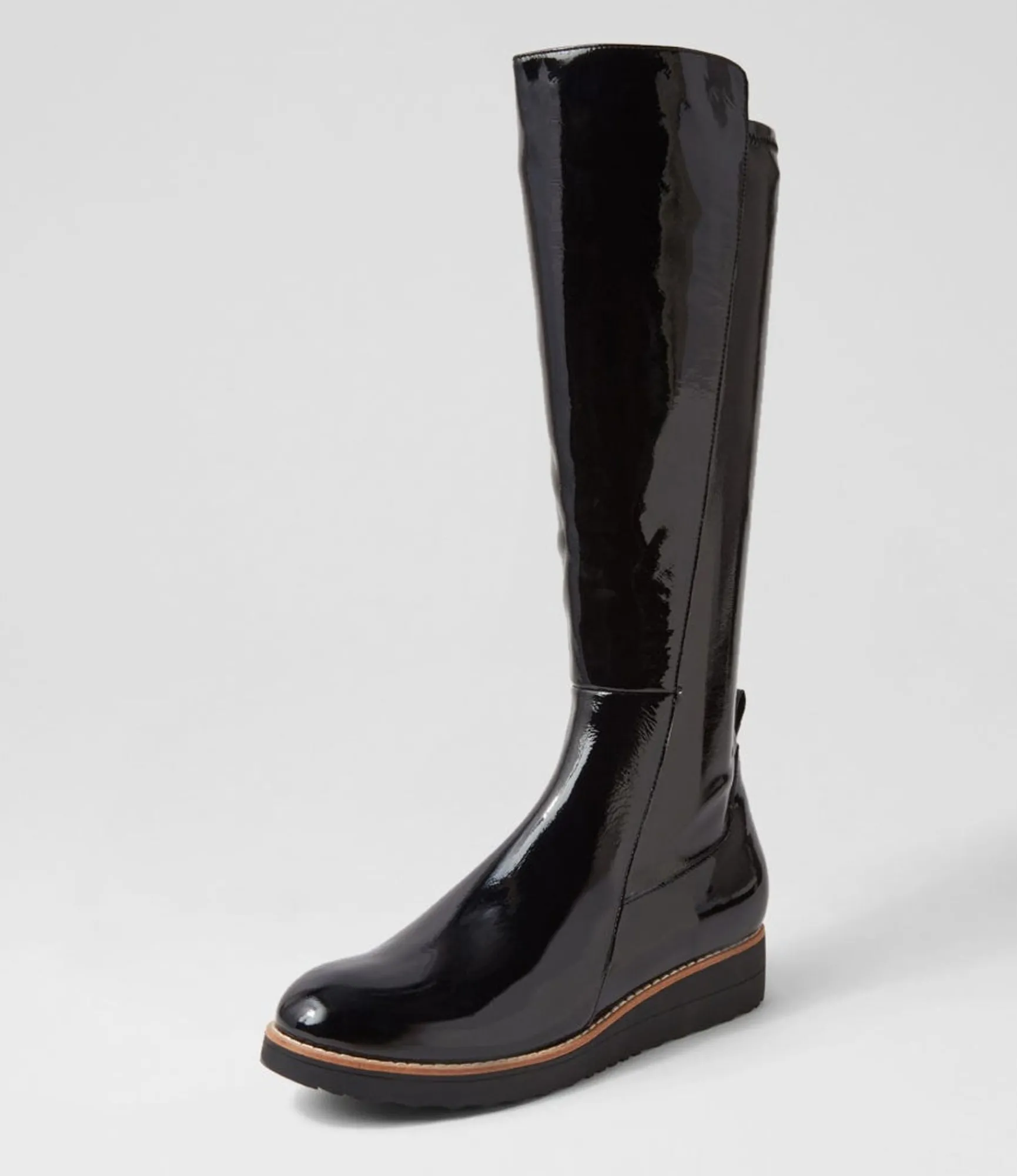 Store Midas Shoes Oleve Black Stretch Patent Pu Ankle Boots