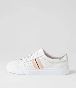 Shop Midas Shoes Oliane White Silver Leather Sneakers