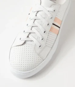 Shop Midas Shoes Oliane White Silver Leather Sneakers