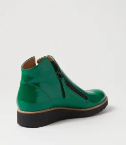 Best Midas Shoes Olise Dark Emerald Black Patent Leather Ankle Boots