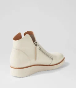 Discount Midas Shoes Olise Ivory Patent Leather Ankle Boots