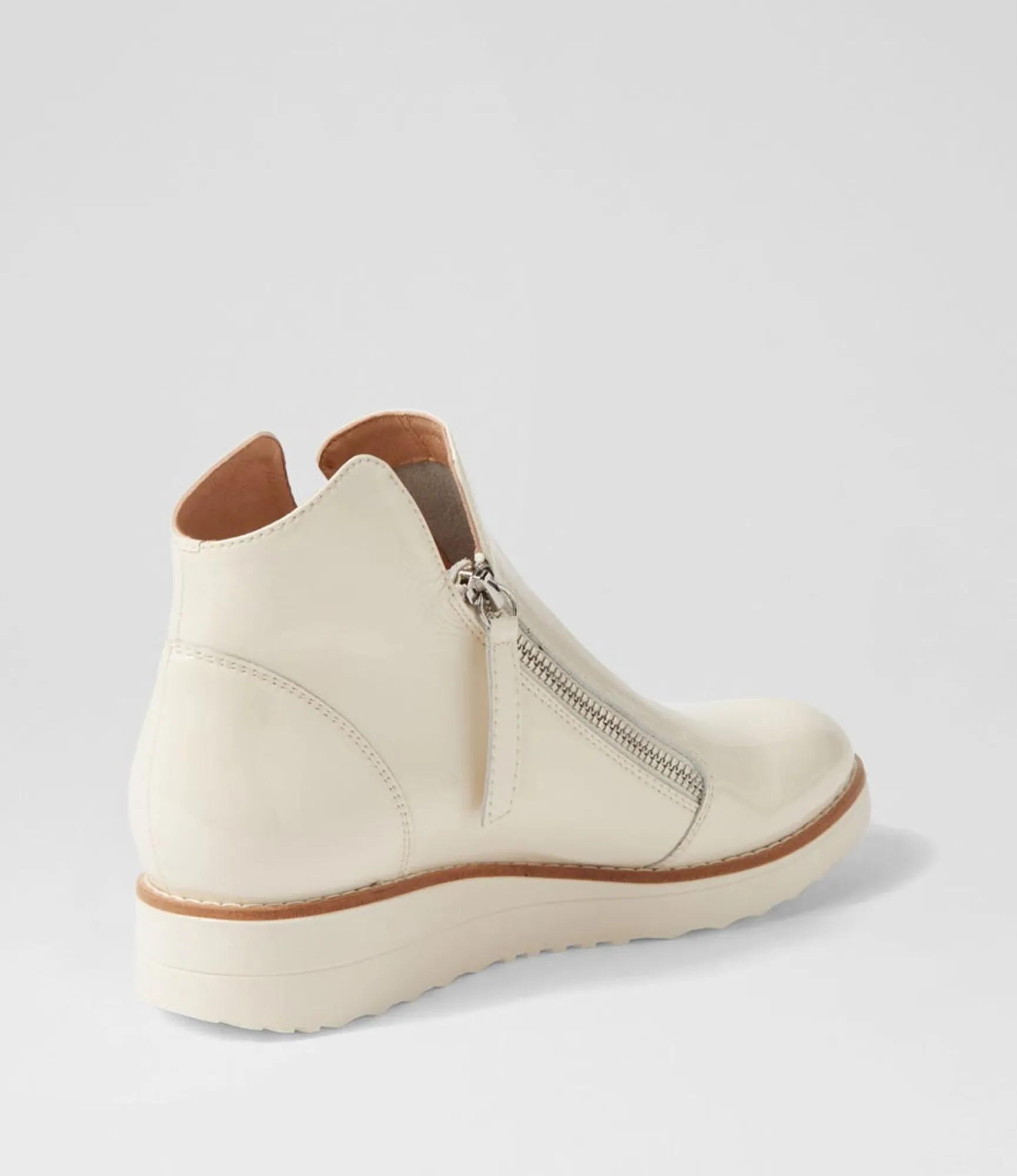 Discount Midas Shoes Olise Ivory Patent Leather Ankle Boots