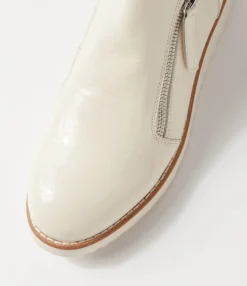 Discount Midas Shoes Olise Ivory Patent Leather Ankle Boots