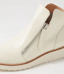 Discount Midas Shoes Olise Ivory Patent Leather Ankle Boots