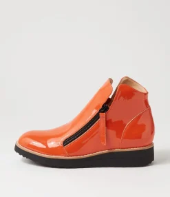 Flash Sale Midas Shoes Olise Orange Black Patent Leather Ankle Boots