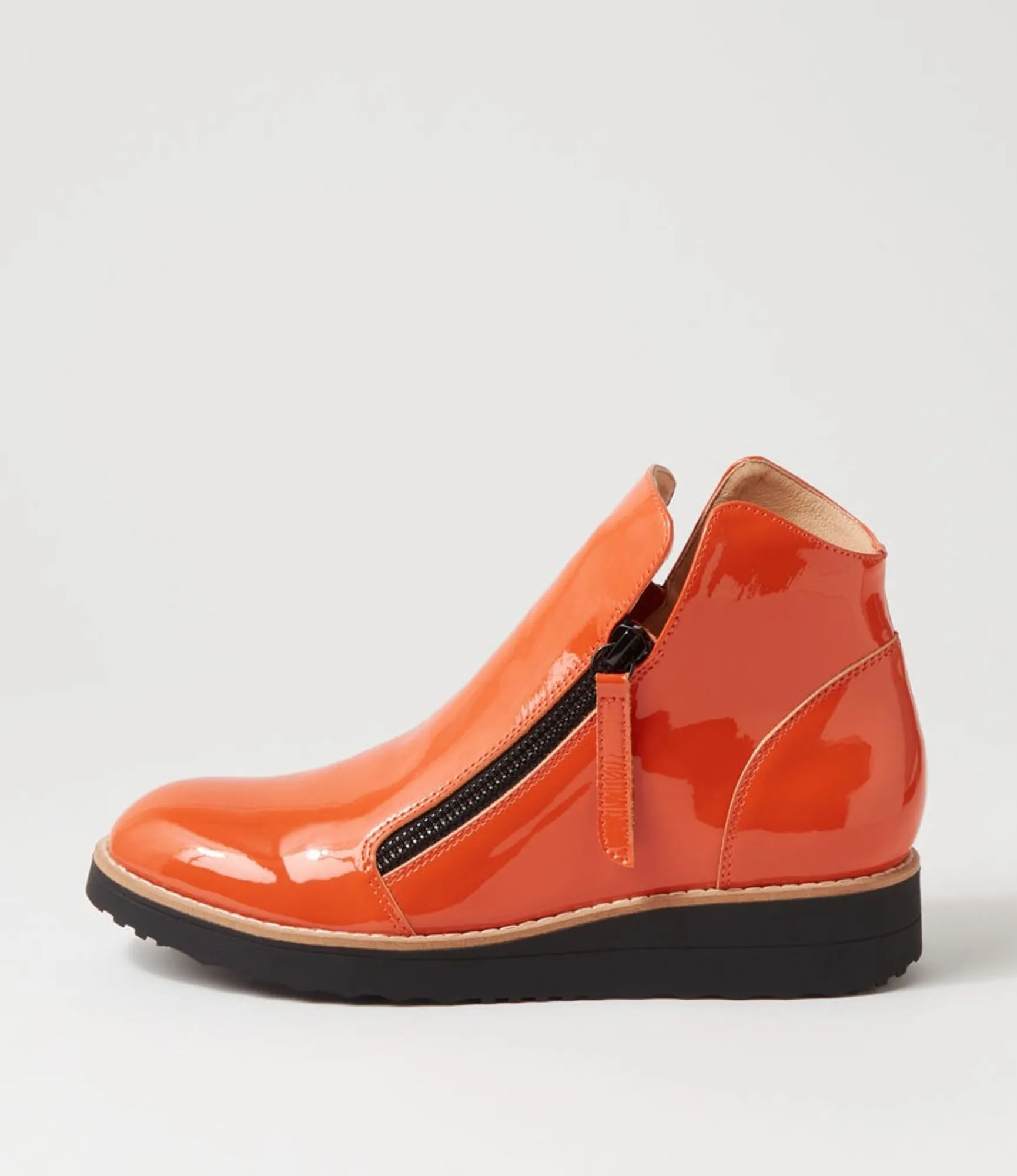 Flash Sale Midas Shoes Olise Orange Black Patent Leather Ankle Boots