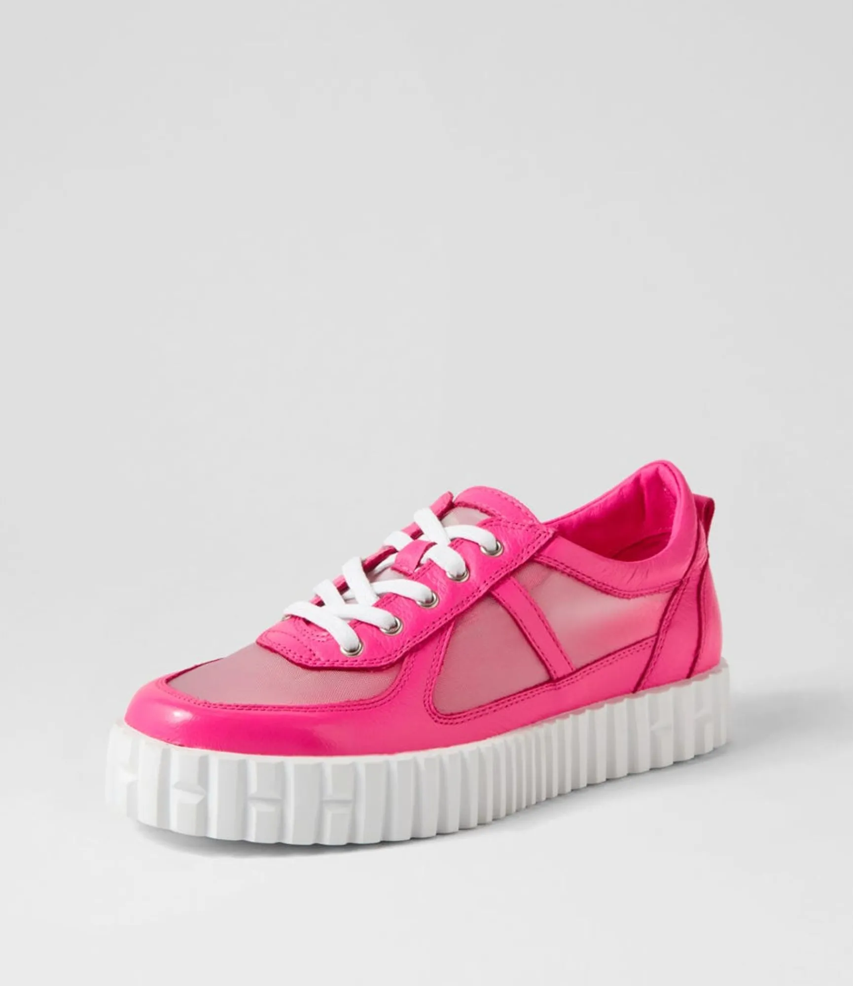 Cheap Midas Shoes Olly Hot Pink White Leather Mesh Sneakers