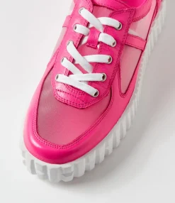 Cheap Midas Shoes Olly Hot Pink White Leather Mesh Sneakers