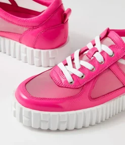 Cheap Midas Shoes Olly Hot Pink White Leather Mesh Sneakers