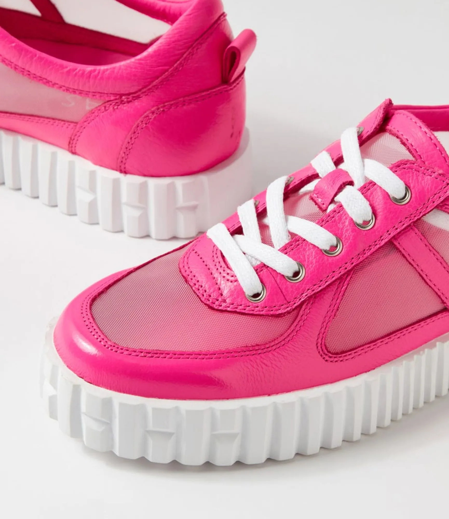 Cheap Midas Shoes Olly Hot Pink White Leather Mesh Sneakers
