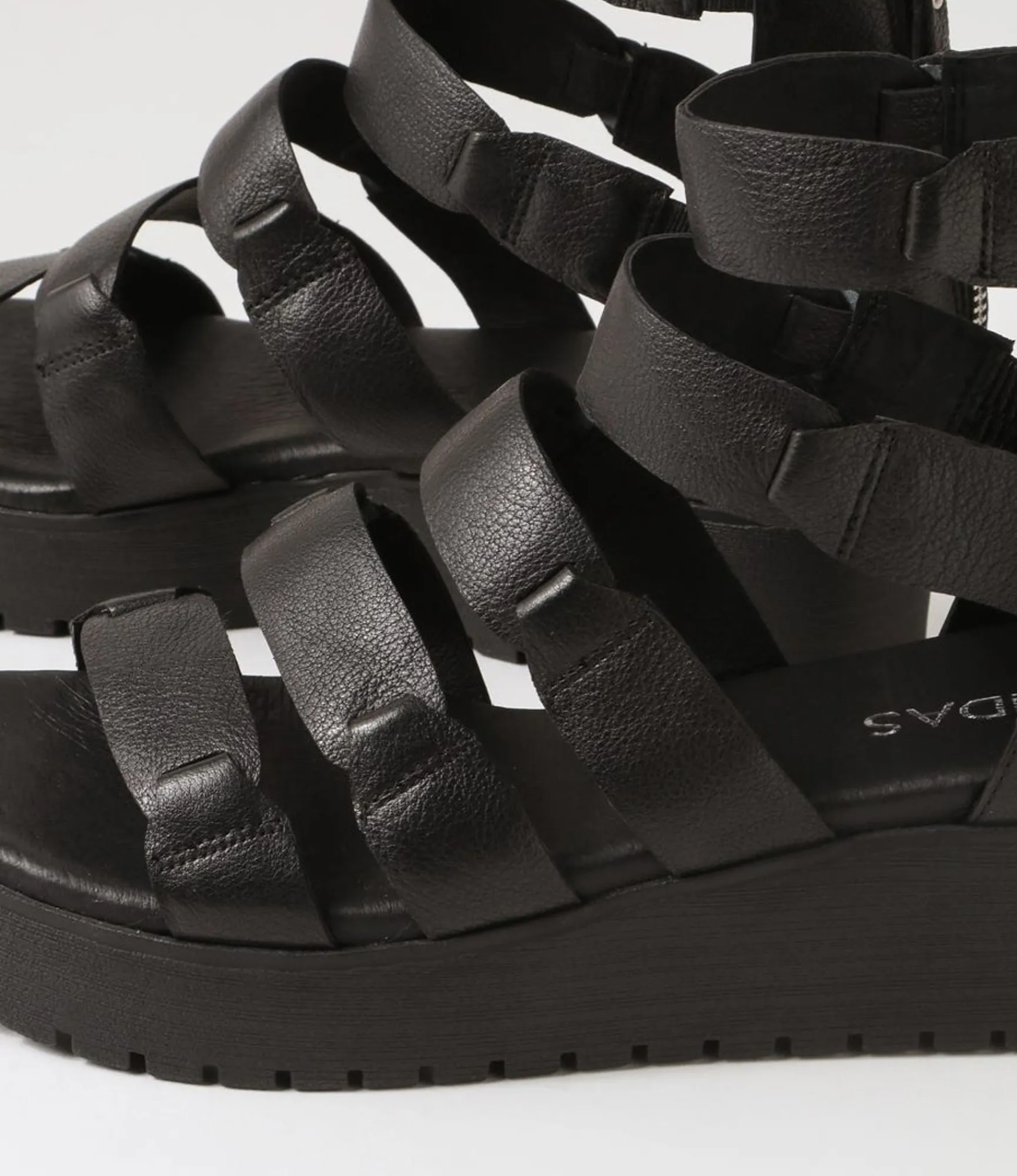 Discount Midas Shoes Oloy Black Leather Sandals