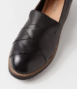 Best Sale Midas Shoes Omalia Black Leather Flat Shoes