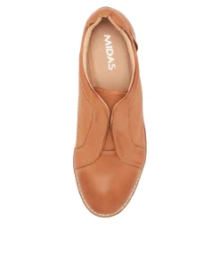 Discount Midas Shoes Onedai Dark Tan Leather Flat Shoes Cs