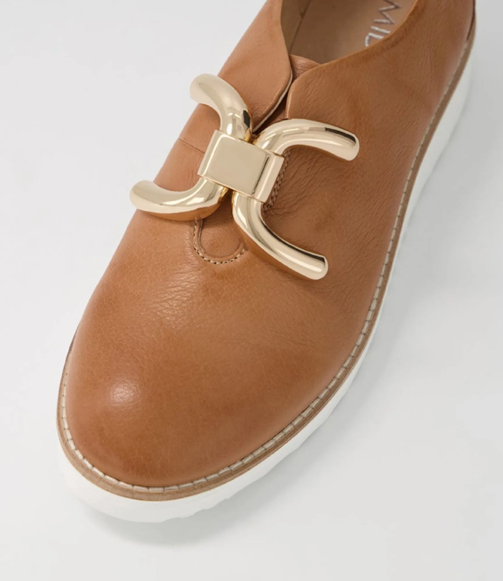 Cheap Midas Shoes Opar Dark Tan Leather Flat Shoes