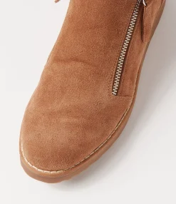 Clearance Midas Shoes Opelle Light Choc Taupe Suede Fur Ankle Boots