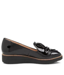 Discount Midas Shoes Opitto Black Patent Leather Flats Black Sole