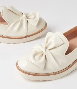 Store Midas Shoes Opitto Ivory Patent Leather Flat Shoes