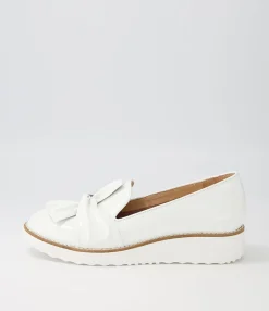 Hot Midas Shoes Opitto White Patent Leather Flat Shoes