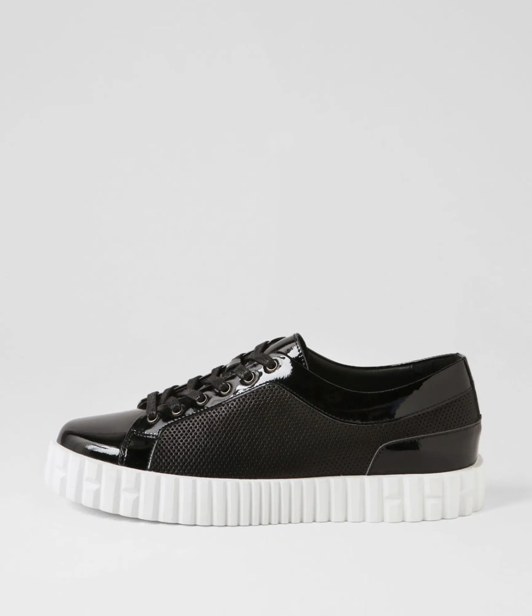 New Midas Shoes Orli Black Patent Leather Sneakers