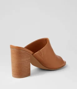 Flash Sale Midas Shoes Orpa Dark Tan Natural Heel Leather Slides