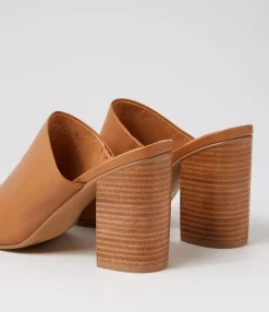 Flash Sale Midas Shoes Orpa Dark Tan Natural Heel Leather Slides