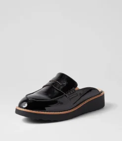 Cheap Midas Shoes Osem Black Patent Leather Mules