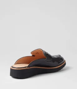 Cheap Midas Shoes Osem Black Patent Leather Mules
