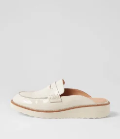 Hot Midas Shoes Osem Ivory Patent Leather Mules