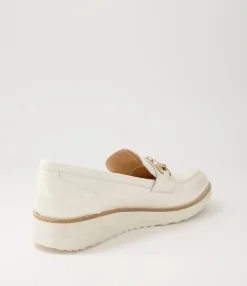 Outlet Midas Shoes Osie Ivory Patent Leather Loafers
