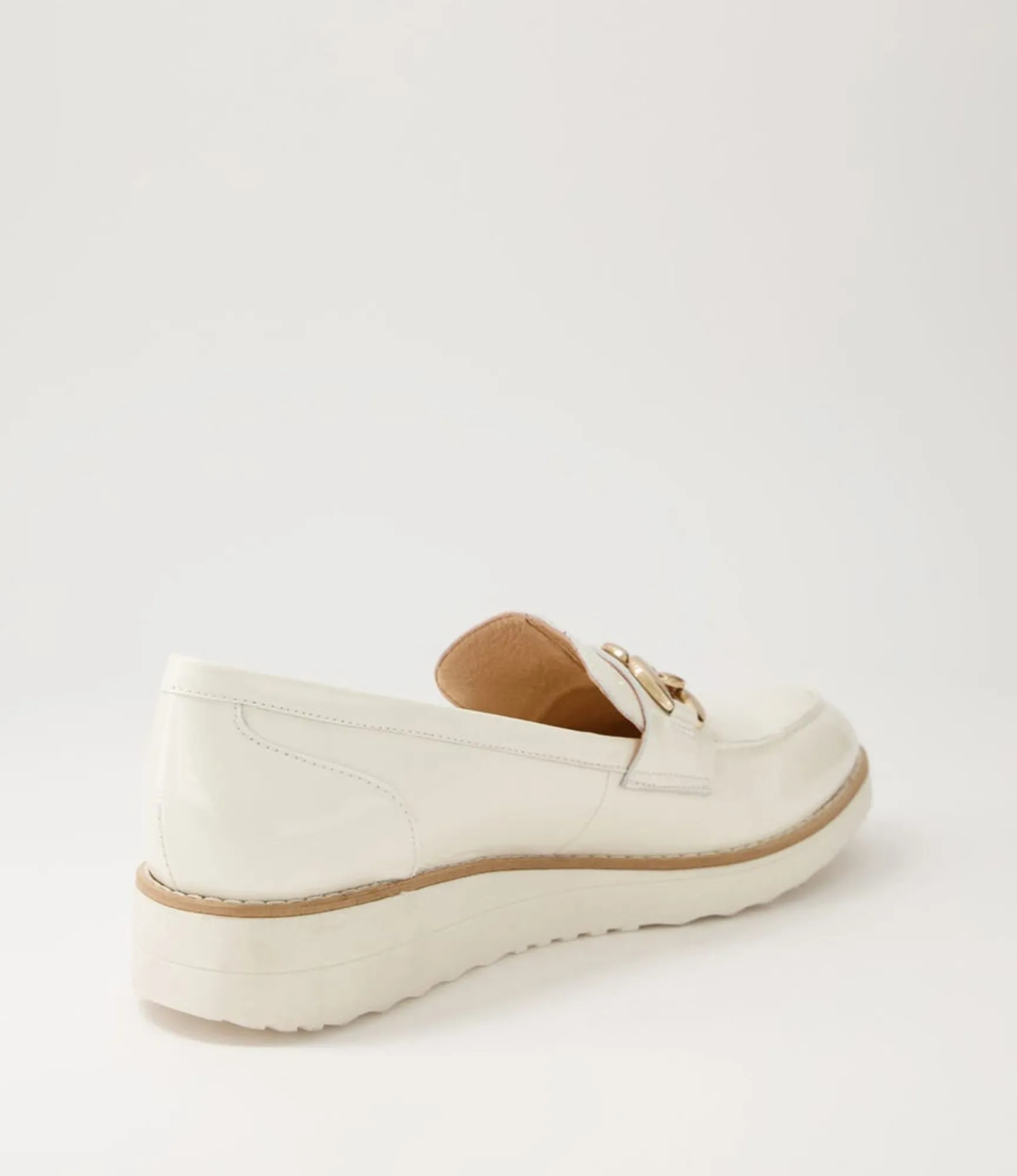 Outlet Midas Shoes Osie Ivory Patent Leather Loafers