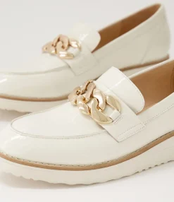 Outlet Midas Shoes Osie Ivory Patent Leather Loafers