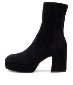 Fashion Midas Shoes Otis Black Stretch Microsuede Ankle Boots