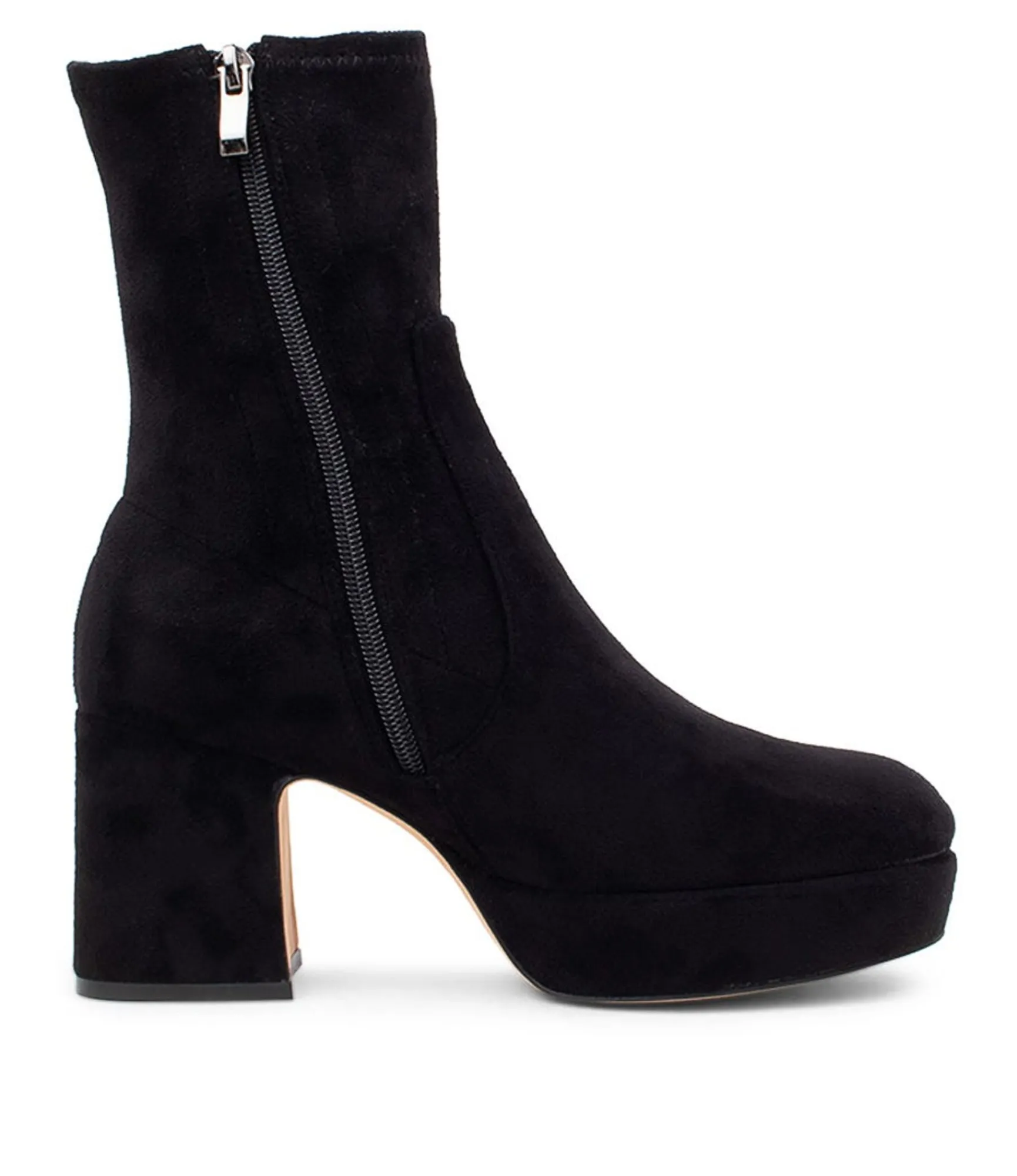 Fashion Midas Shoes Otis Black Stretch Microsuede Ankle Boots
