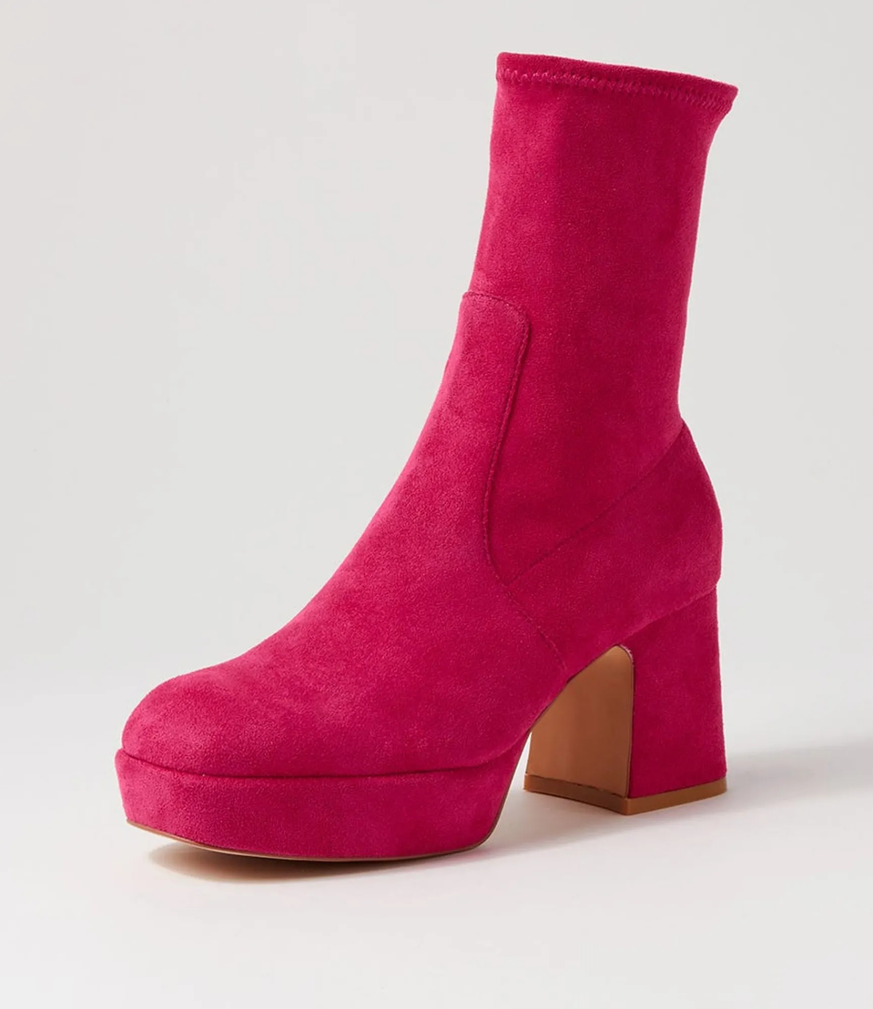 Shop Midas Shoes Otis Fuchsia Stretch Microsuede Ankle Boots