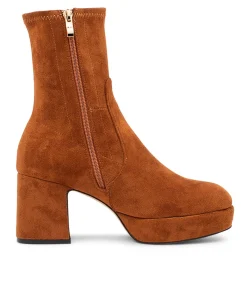 Clearance Midas Shoes Otis Tan Stretch Microsuede Ankle Boots