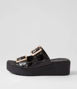 Sale Midas Shoes Oxen Black Patent Leather Slides