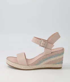 Clearance Midas Shoes Pako Pale Pink Multi Leather Espadrilles