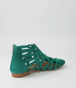 New Midas Shoes Palerma Emerald Suede Sandals