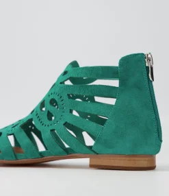 New Midas Shoes Palerma Emerald Suede Sandals