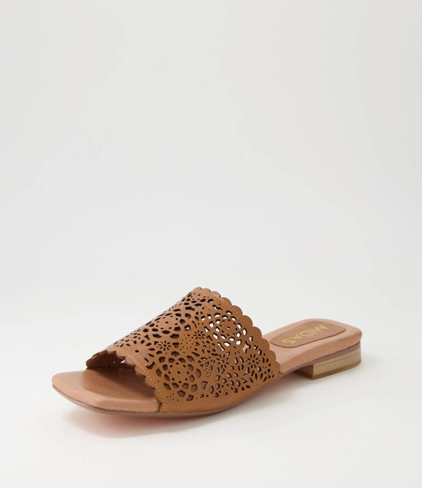 Sale Midas Shoes Parda Tan Leather Slides