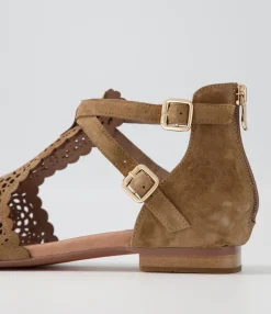 Store Midas Shoes Pardon Light Choc Suede Sandals