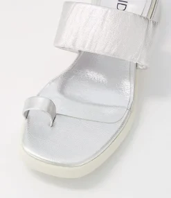 Cheap Midas Shoes Parta Silver White Leather Slides