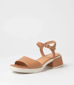 Clearance Midas Shoes Passion Tan White Leather Sandals